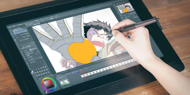 2D動畫製作中 使用數位繪圖板執行動畫專案
