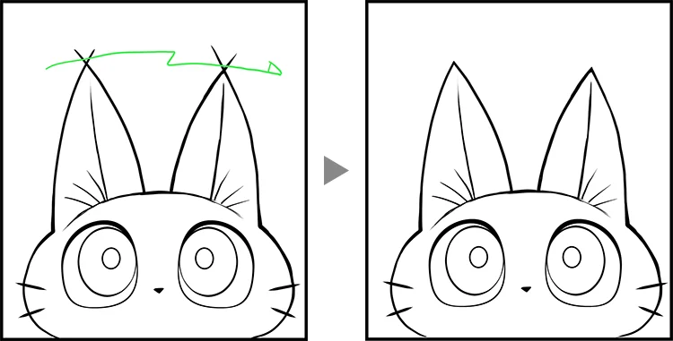 Vector tools for smooth animation Cat ear drawing using vector tools
