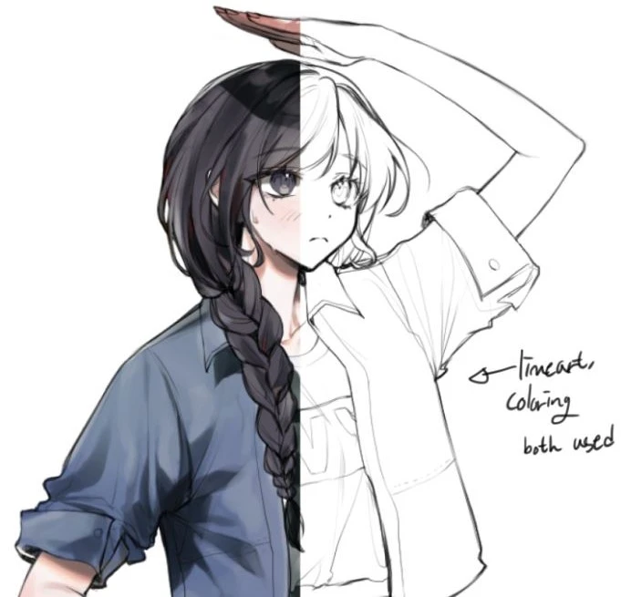 Pincel Nong Pen usado para líneas y coloreado Ejemplos de ilustración que muestran el dibujo de línea y el coloreado utilizando el pincel Nong Pen