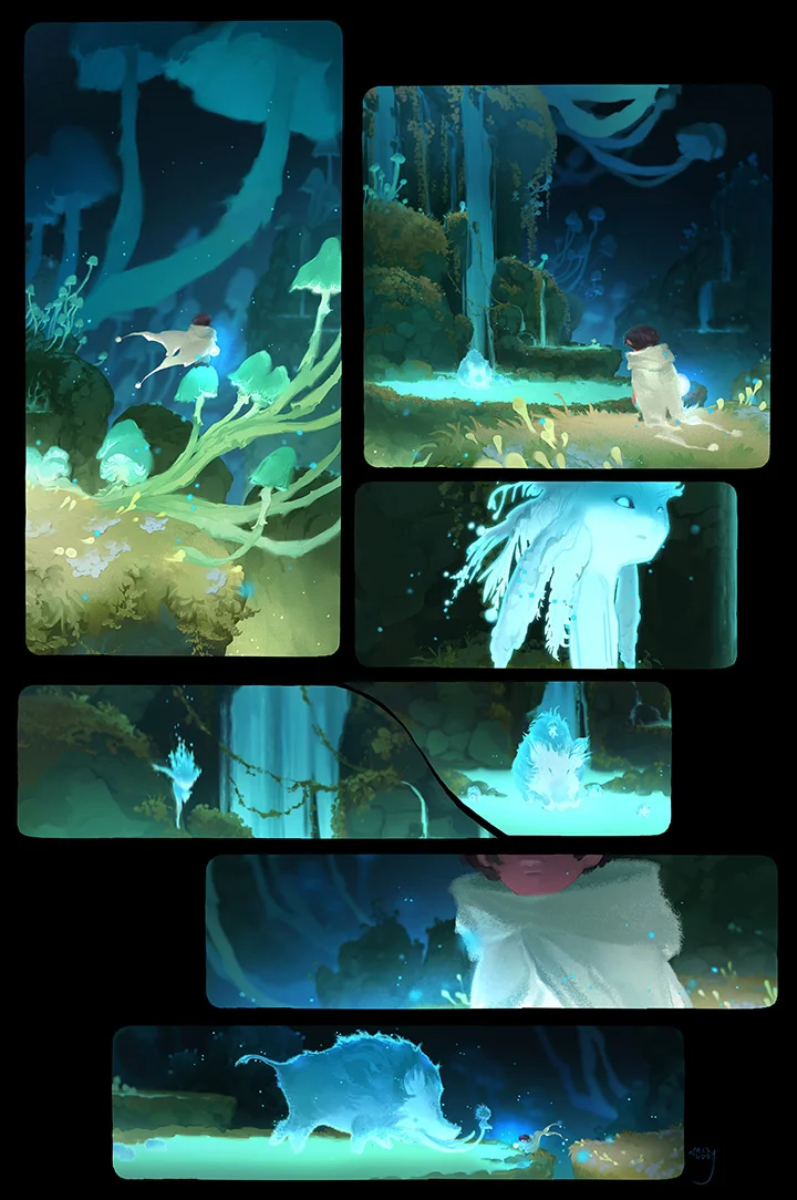 Cómic pictórico sin diálogos de Iris Muddy